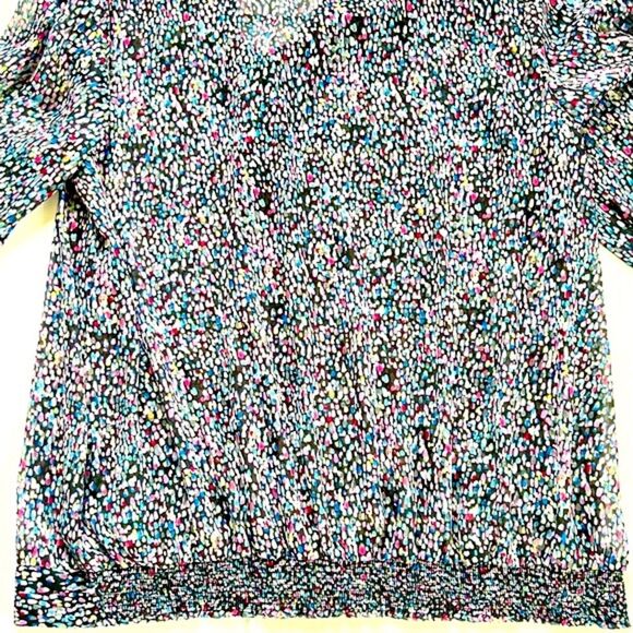 The Limited Black Multicolor Sheer Tie Front Three Quarter Length Sleeve - Picture 9 of 10